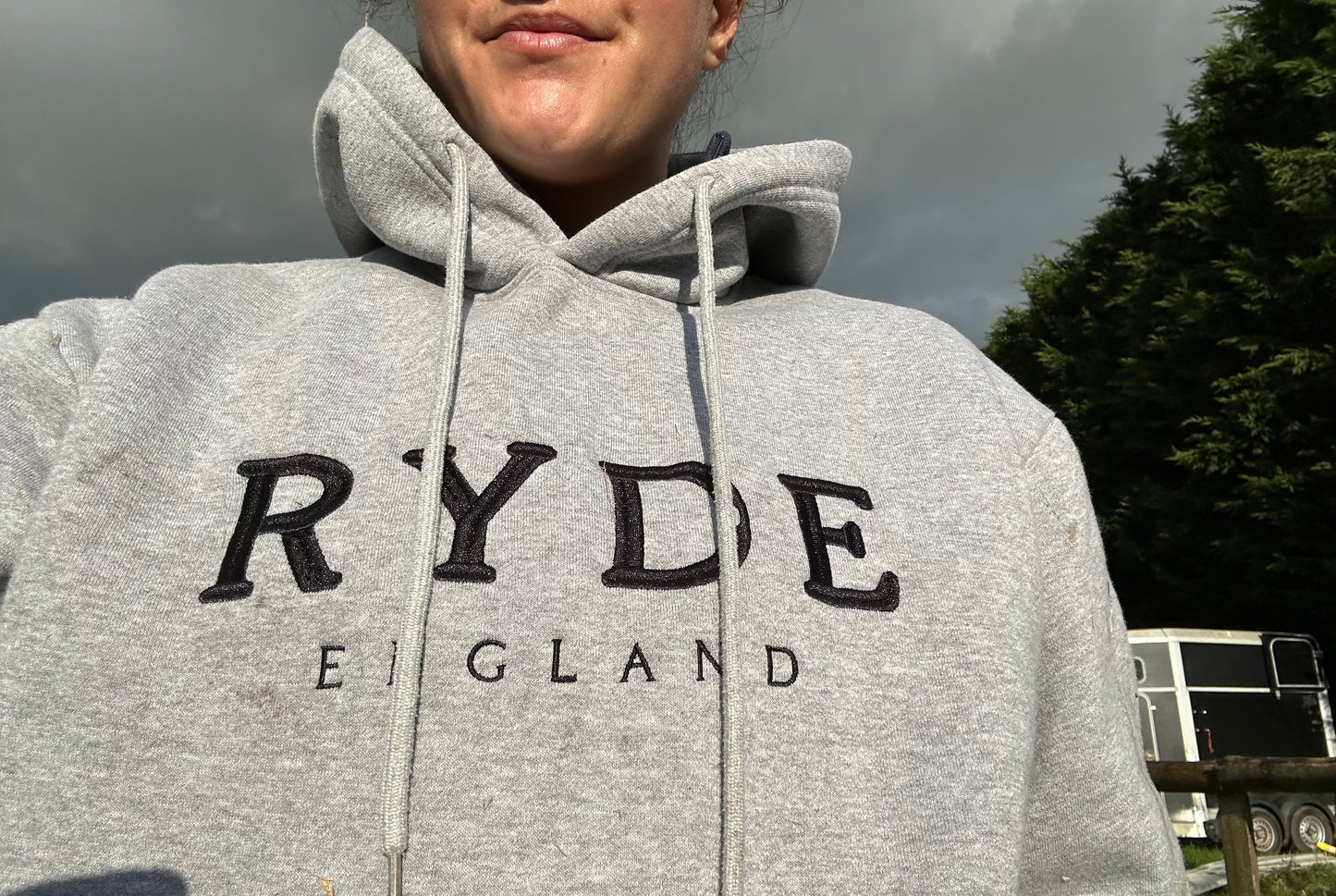 Grey & Black Embroidered Hoodie